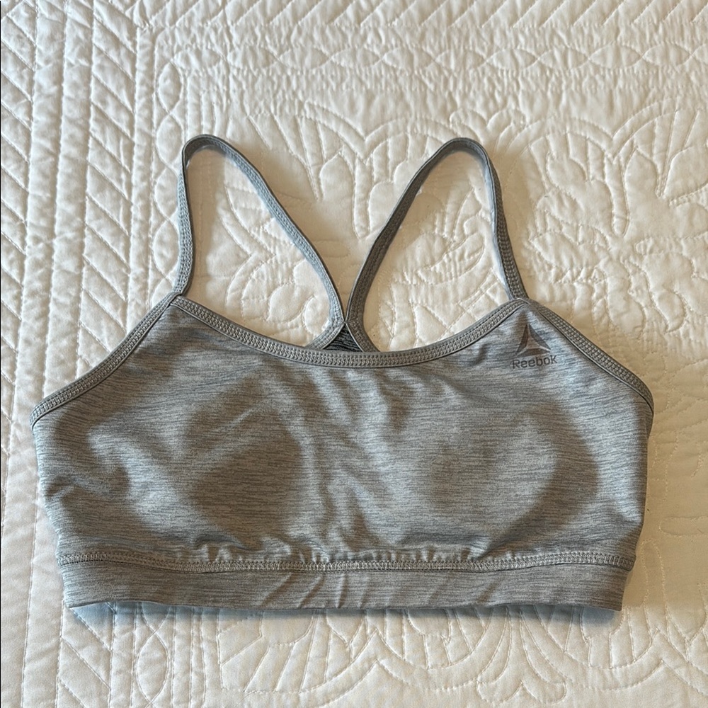 Reebok Gray Racerback Sports Bra Medium Support